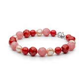 Bratara cu perle naturale, coral rosu si nefrite cu argint DiAmanti 252-25B-G